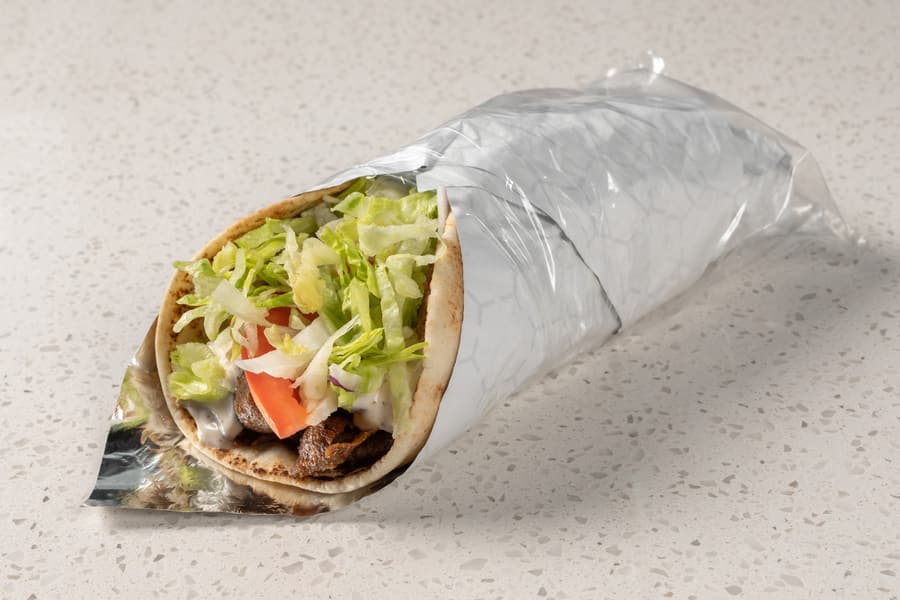 Beef donair wrapped in foil